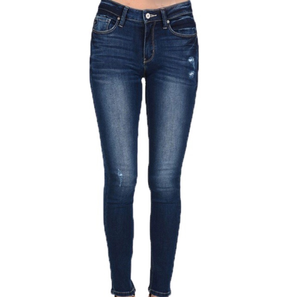 Dark blue high waist kancan skinny jeans